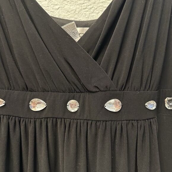 Y2k Empire Black Dress Vintage Party Karin Stevens Stretchable Plus Size 16W - Picture 6 of 11